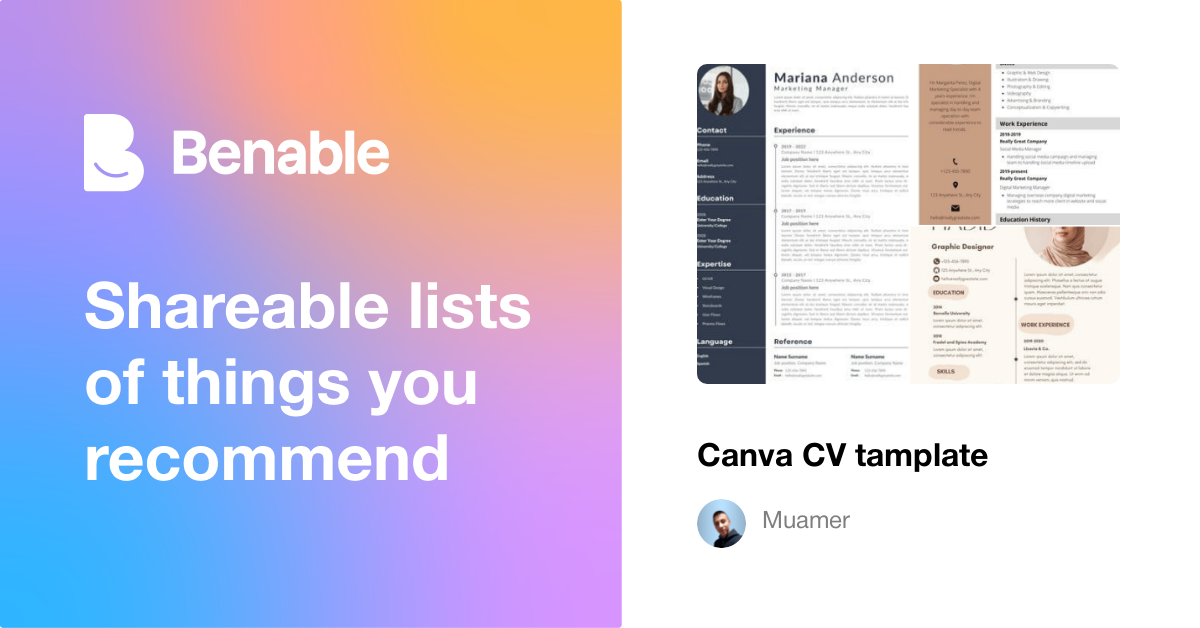 Canva CV tamplate