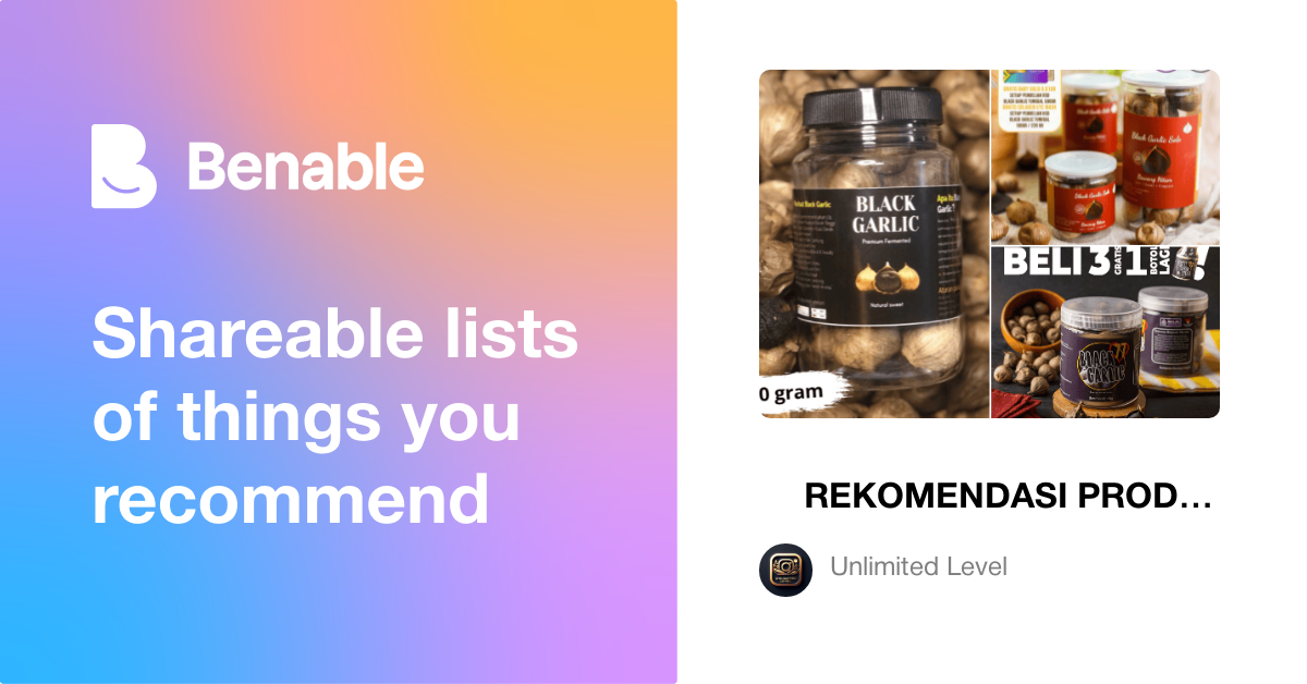REKOMENDASI PRODUK KESEHATAN BLACK GARLIC
